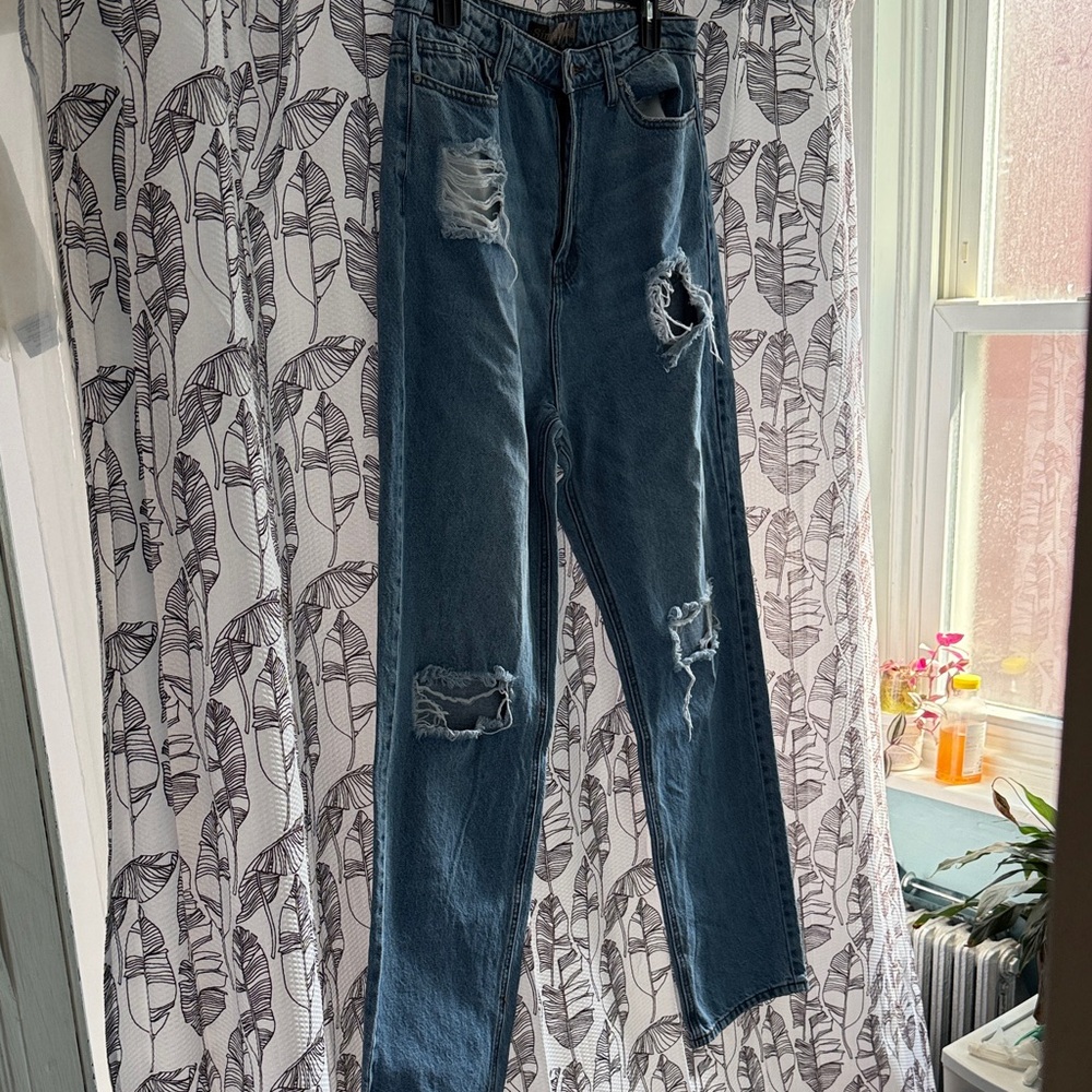 Distressed Blue Jeans